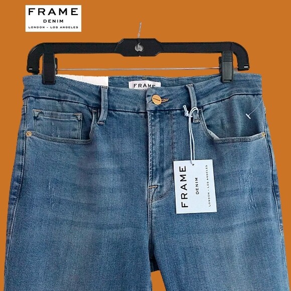 FRAME Denim NEW Bohemian: LE CROP Godet-Inset Flare Mini Boot Jean 29 - Picture 2 of 12